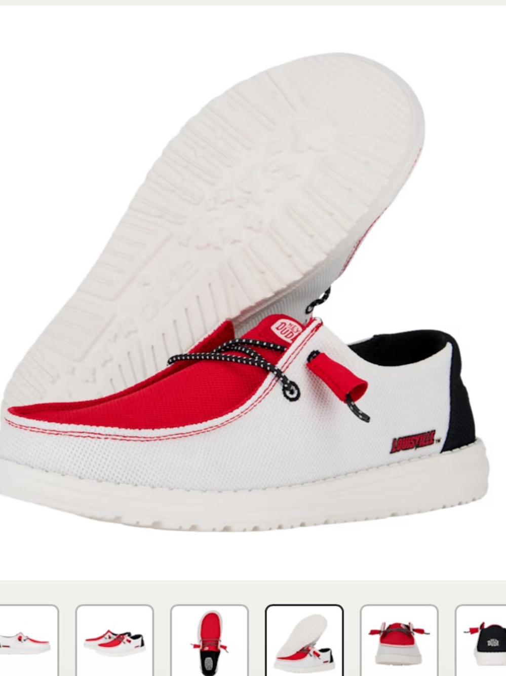 Hey Dude Wendy Louisville Cardinals Women's Red, White & Black Slip-On Loafers - Picture 2 of 11